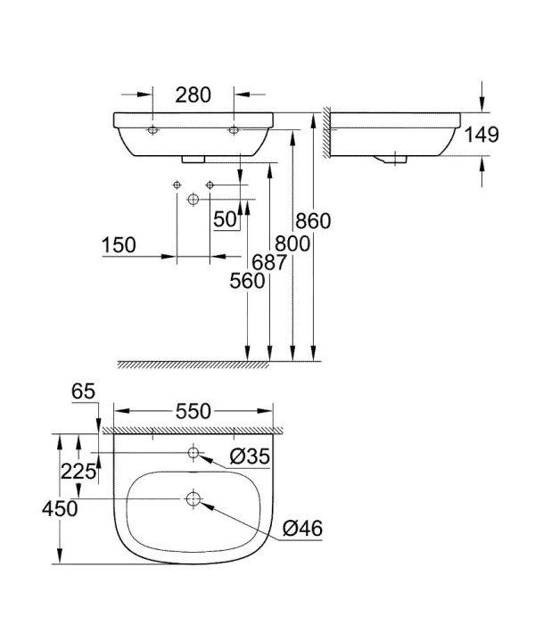 Grohe Euro Ceramic – Waschtisch Mit Überlauf, 550×450 Mm, Alpinweiß 39336000 3