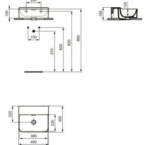 Ideal Standard Conca Ceram – Waschbecken 400×350 Mm, Mit Überlauf, Ohne Hahnloch, Weiß T381101 8