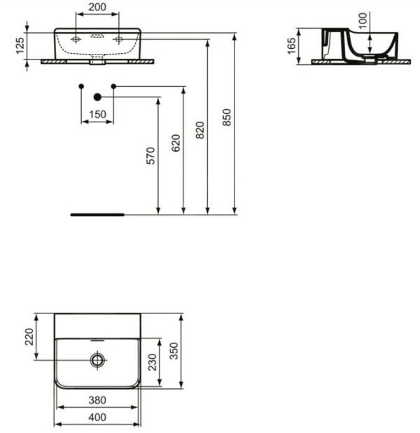 Ideal Standard Conca Ceram – Waschbecken 400×350 Mm, Mit Überlauf, Ohne Hahnloch, Weiß T381101 3