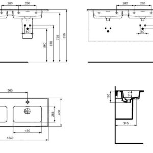 Ideal Standard Strada II – Doppelwaschtischunterschrank 1240×460 Mm, 2 Hahnlöcher, Mit Ideal Plus, Weiß T3005MA 8