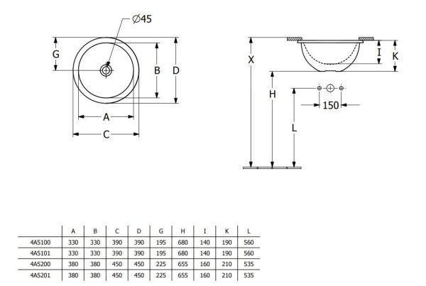 Villeroy & Boch Loop&Friends – Unterbauwaschbecken, Durchmesser 380 Mm, Mit Überlauf, CeramicPlus, Alpinweiß 4A5200S5 3